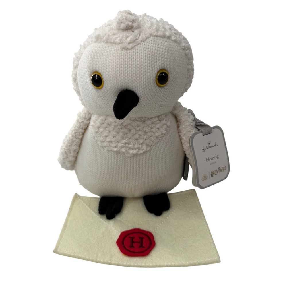 Hallmark Harry Potter Hedwig Plush Owl Decor Knit Sherpa White 8" Gift Tag NWT